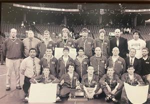 2009 GISH state champion boys wrestling team group photo.